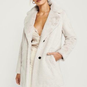 Abercrombie Faux Fur Coat - Cream / White XXS NWT